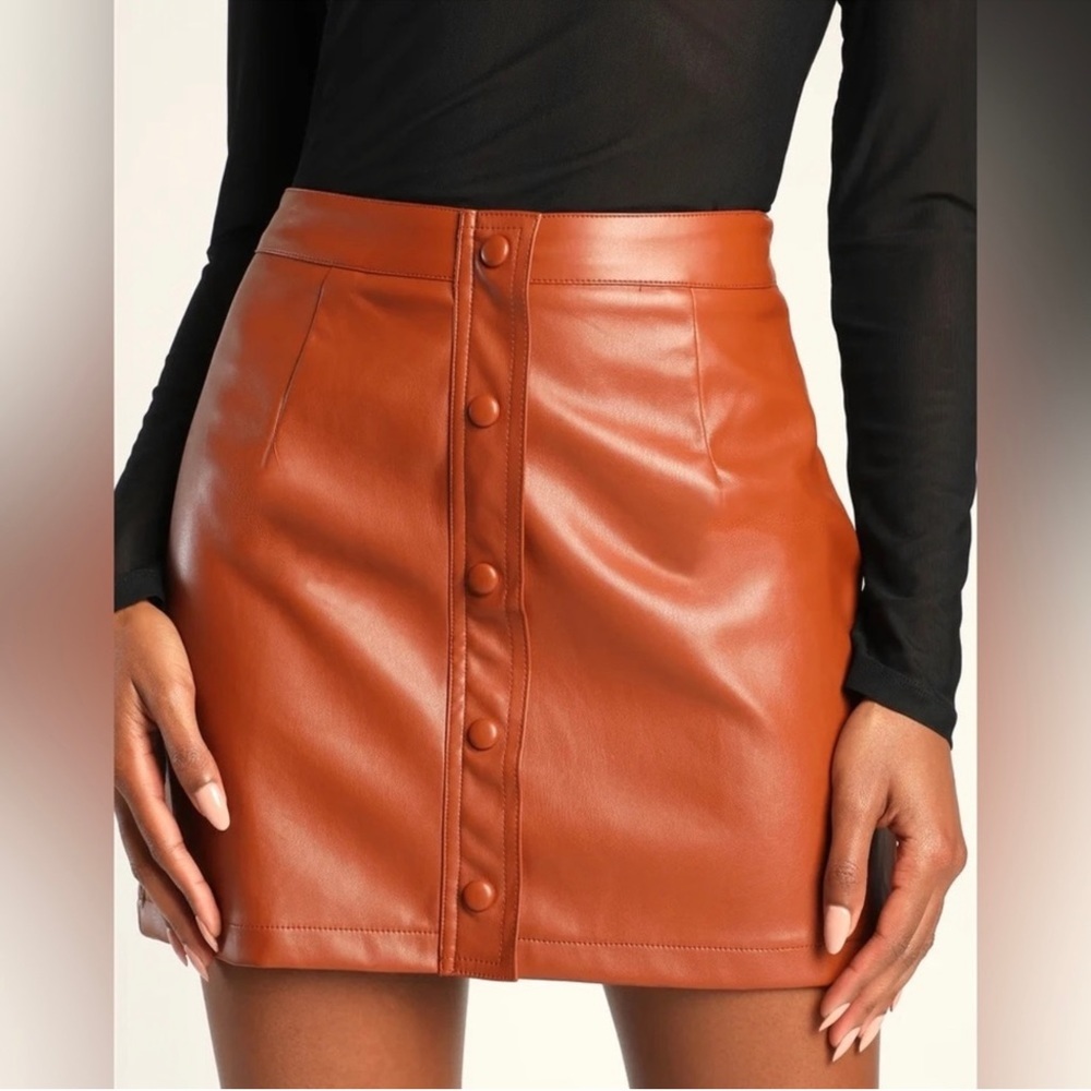 NWT Lulu’s Faux Leather Mini Skirt Rust Color